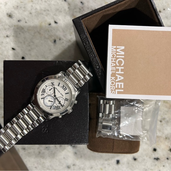 Michael Kors Metallic Silver Chronograph Watch